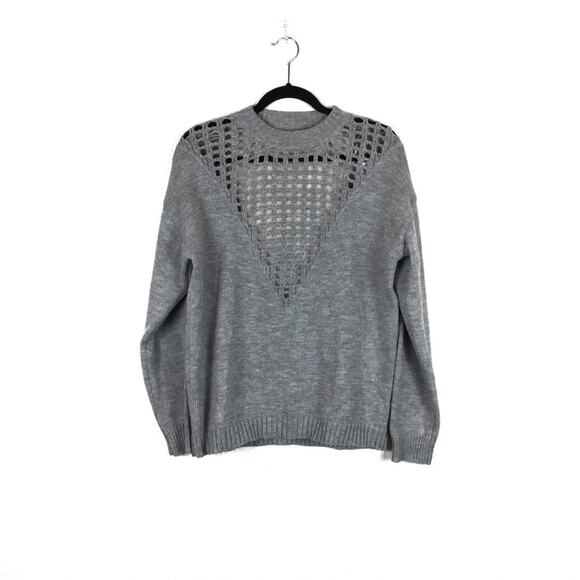 NWT Mika & Gala LF Grey Knit Lightweight Sweater XS Cut Out Deep V Open Back - Picture 2 of 10